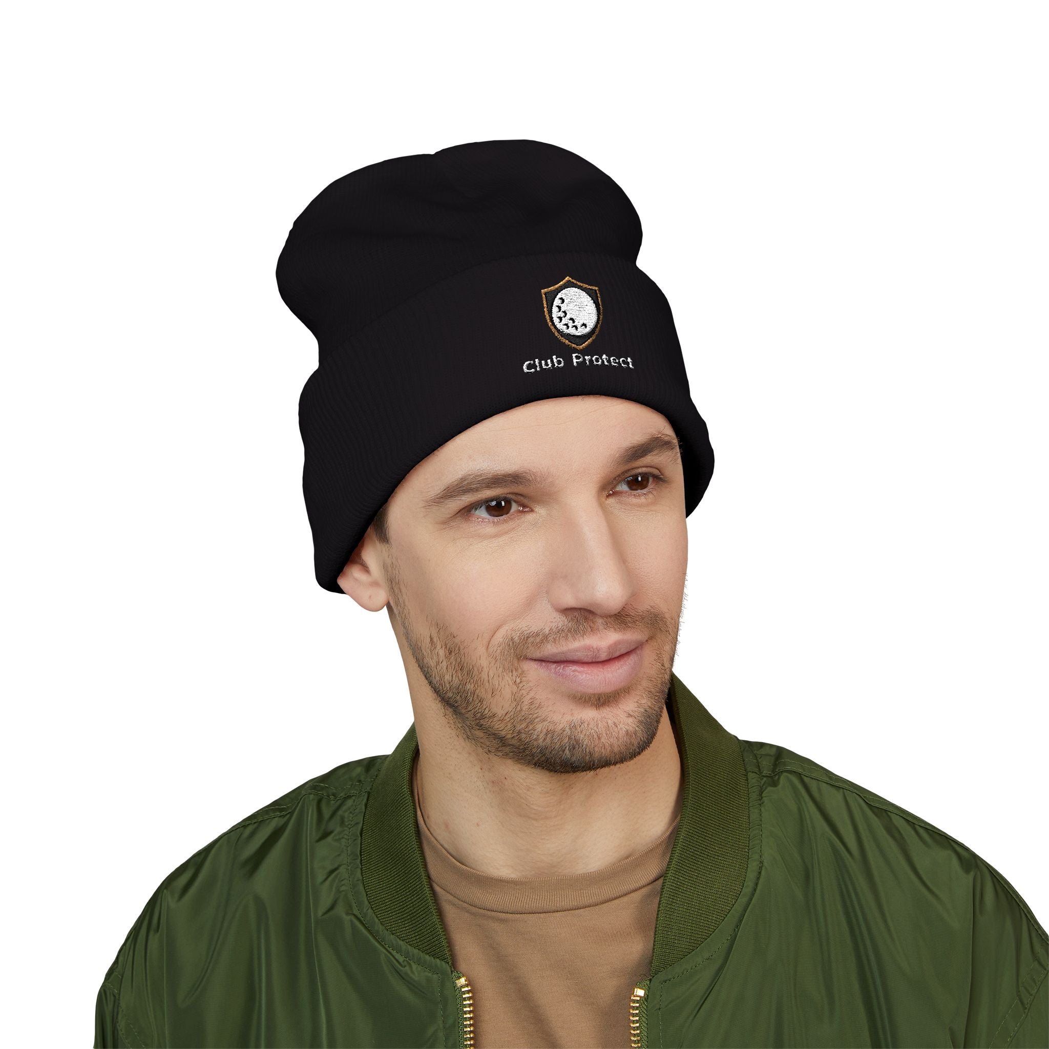 Embroidered 'Club Protects' Yellow Cuffed Beanie